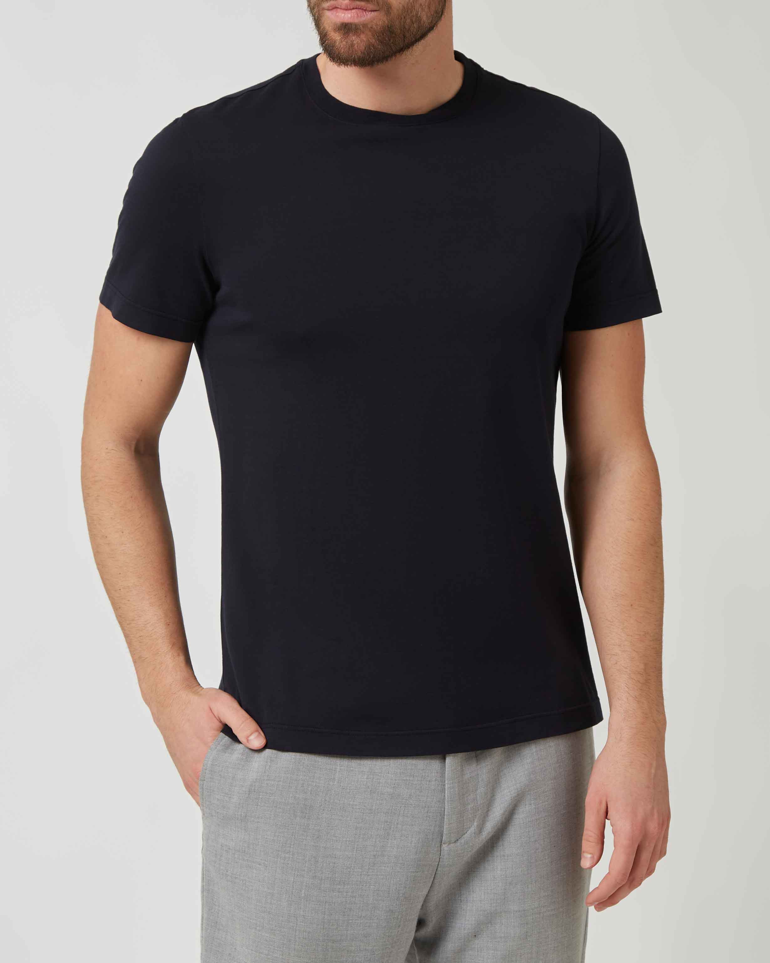 Gildan Ultra Cotton T-Shirt Uomo – Manica Corta, Collo Rinforzato, Taglia L, Colore Nero/Cielo